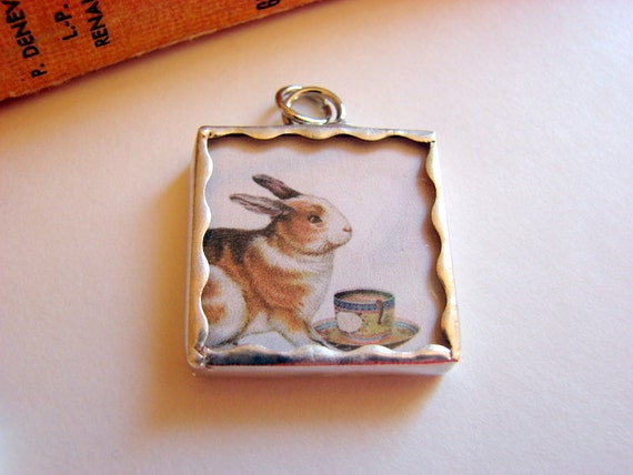 Tiny Soldered Glass Art Charm Pendant Little Brown von mimiandlucy