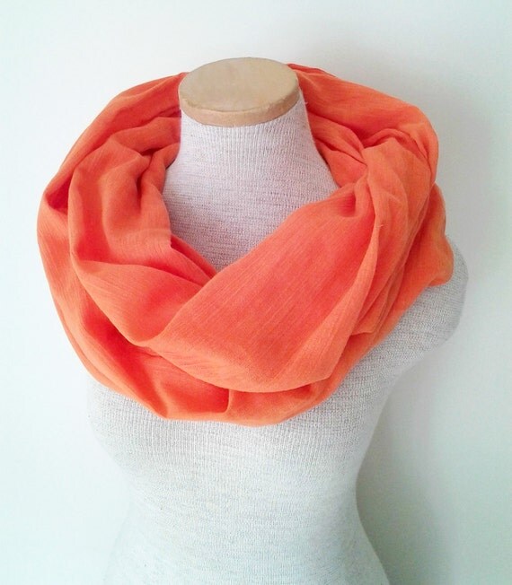 Orange Cotton Gauze Infinity Scarf by MegansMenagerie on Etsy