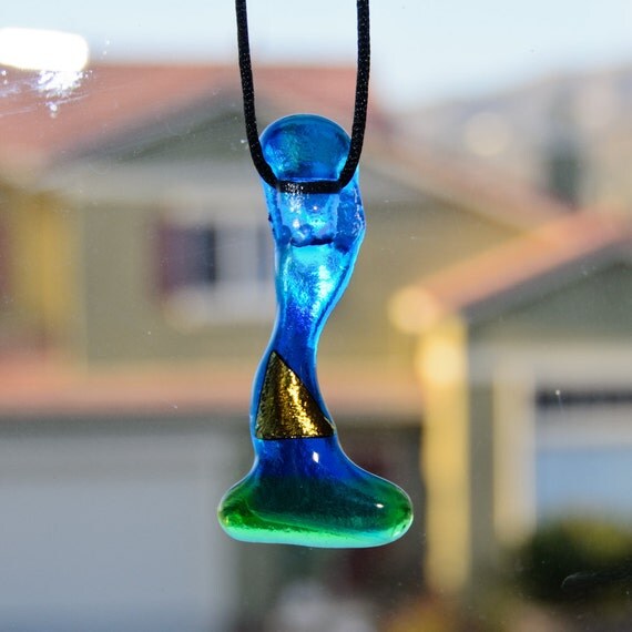 Fused glass suncatcher fan pull dichroic glass von eyeseesage