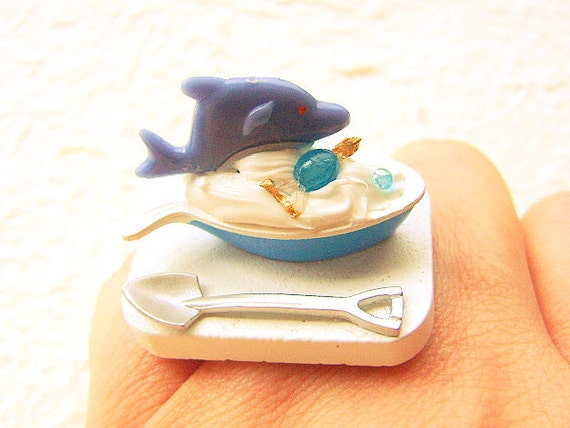 Kawaii Ring Food Coffee  Ice Cream Dolphin  von SouZouCreations