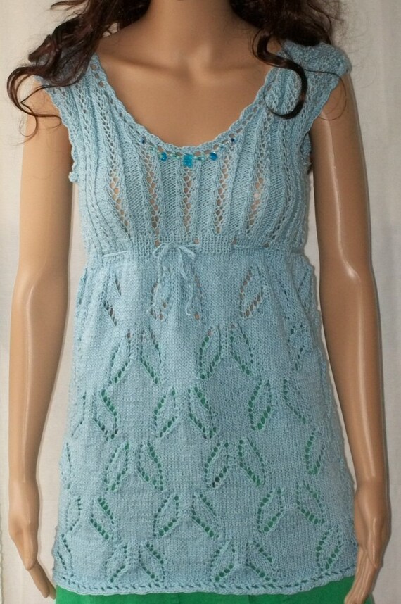 Hand Knitted Sleeveless Summer fashion Blue Tunica von labostyle