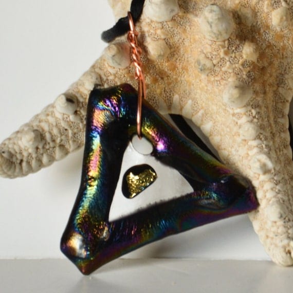 Dichroic Fused Glass Necklace Pendant von eyeseesage auf Etsy