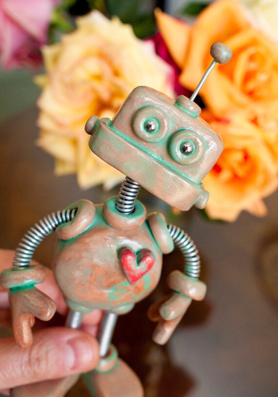 Patina Paul Garden Robot Sculpture  Will Guard von RobotsAreAwesome