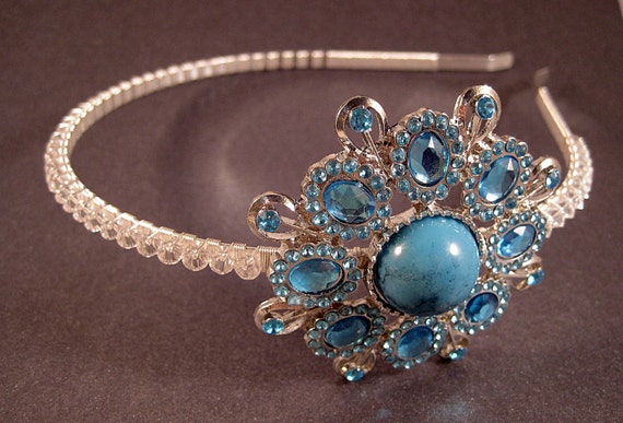 Side headband tiara with Swarovski crystals