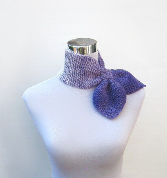 Hand knit scarf neck warmer purple bow tie keyhole scarf von jarg0n