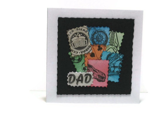 Fathers Day Card Collage Stamps Blank by CShellCards on Etsy