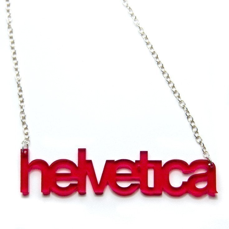 helvetica typography acrylic necklace (red)