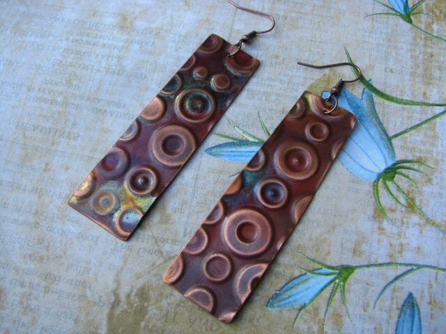 BCA INSPIRATIONS / MAGSTITCHES: Textured Copper Earrings with Torch Patina