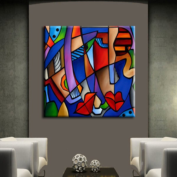 Seeing Sounds   Original Large Abstract Modern Art CUBIST Painting by 